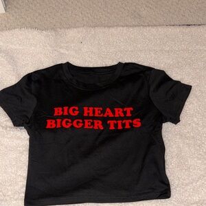Crop Black T-Shirt with Slogan